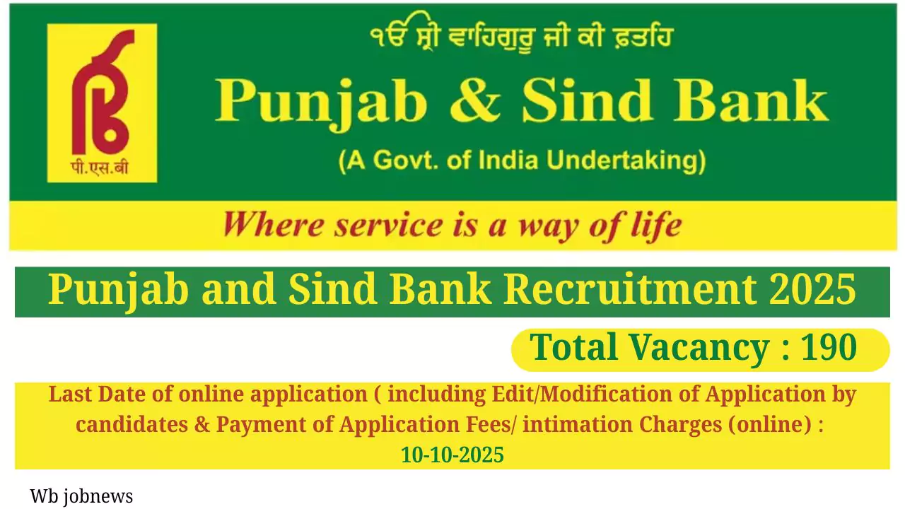 Punjab and Sind Bank Recruitment 2025: